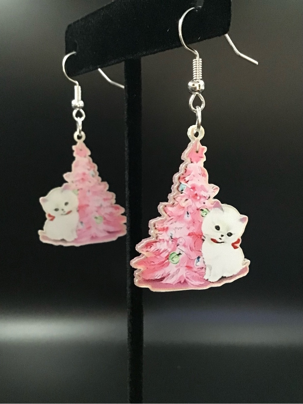 Retro Christmas Cats Earrings